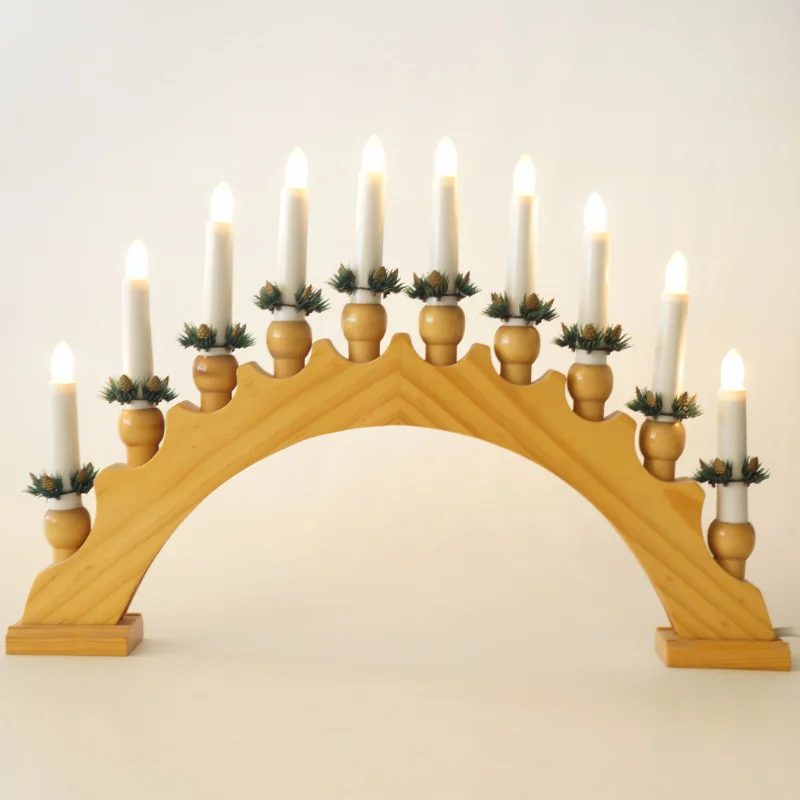 Christmas Concepts Christmas Red Wooden Candle Bridge With Warm White ...