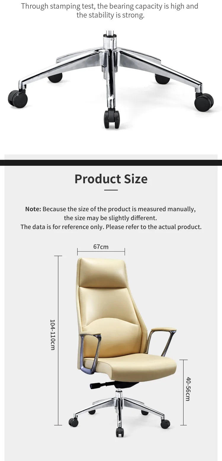 Pengpai 130Kg Aluminum Mechanism Ribbed Armrest Gold Swivel Executive Office Chair