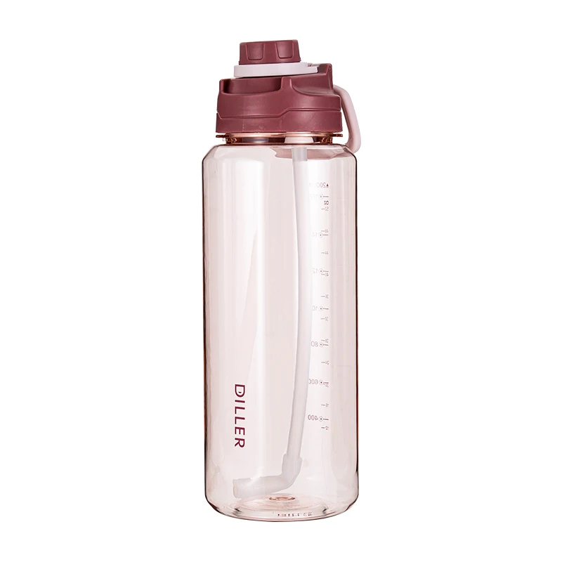 

2021new 1000ML 2000ML BPA Free Portable Plastic Water Bottle transparent plastic material cup custom color logo packing, Customized color