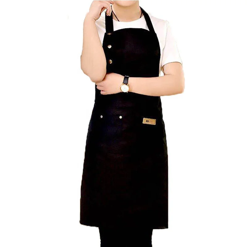 

Customized Advertising Logo Thick Apron With Button Adjustable Dirt-Resistant Apron
