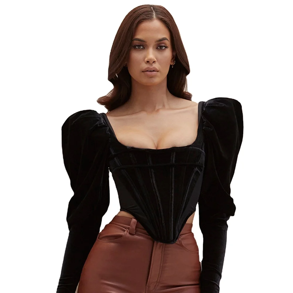 

Hot Style Women Long Sleeve Top O Neck Sexy Crop Navel Slim Hollowed Out Slim Short T Shirt Blouse, Black,