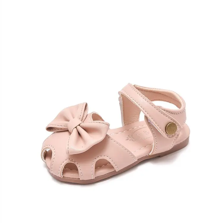 

Summer Kids Closed Toe Casual Sandals Children Flats Shoes, White/pink