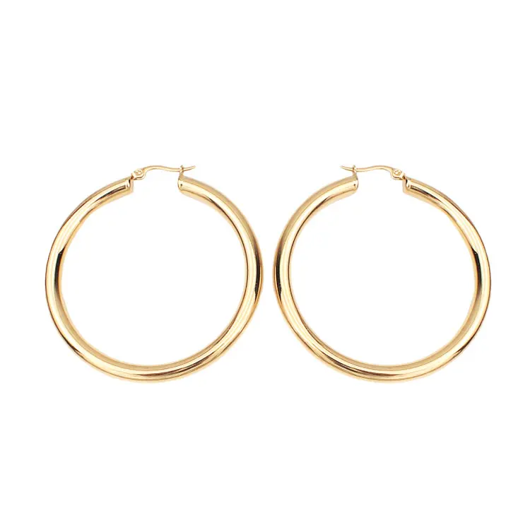 

SC Hot Selling 50mm Big Hoop Statement Earrings Jewelry Fashion Punk 18K Gold Plated Stainless Steel Big Hoops Earrings Women, Gold, silver, rose gold, black