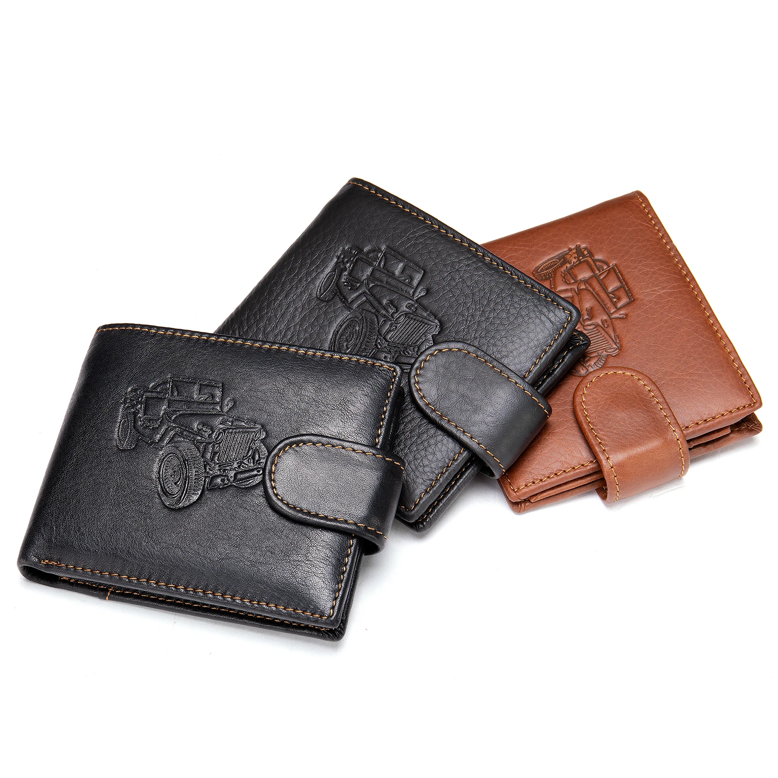 

Westal 26081 custom Bifold Genuine Leather wallet men coin purse, Black