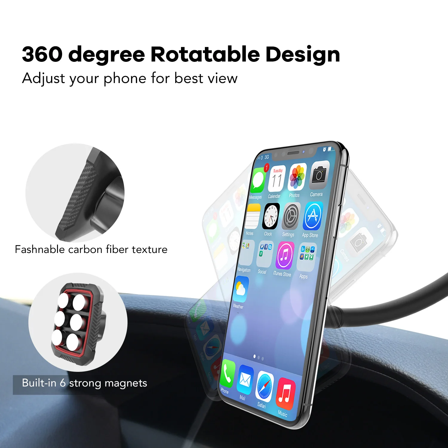 360 ° imán oso smartphone soporte de móvil dedo soporte pinzamiento mesa soporte