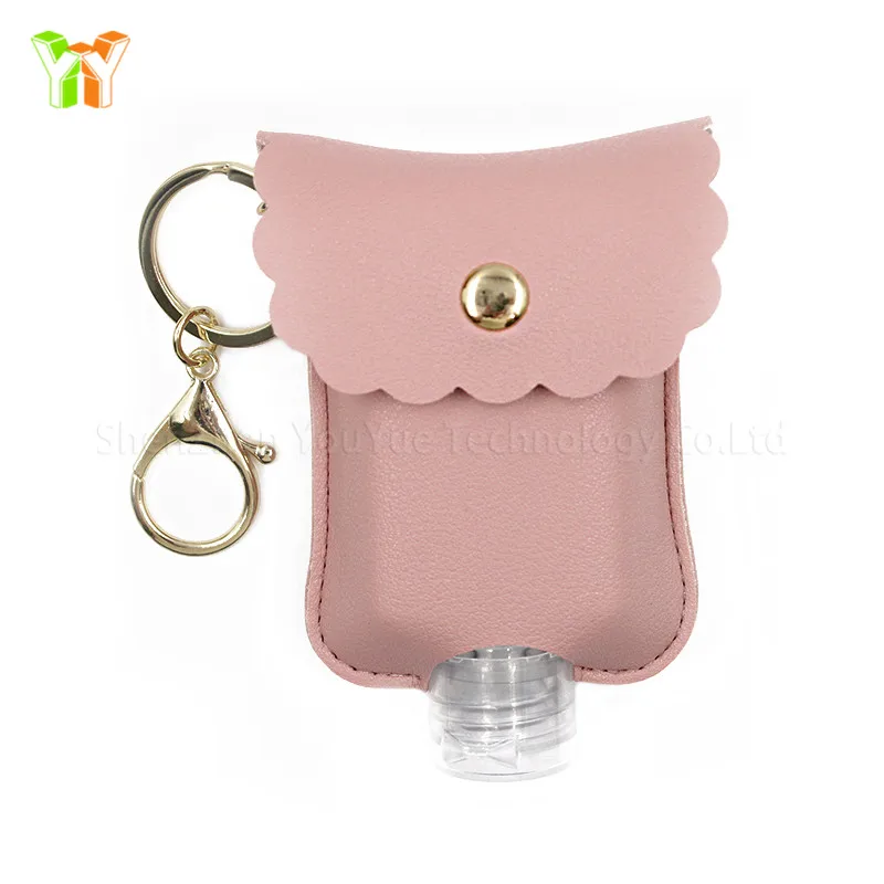 Leather Hand Sanitizer Case Bag Keychain Travel Hand Sanitizer Holder