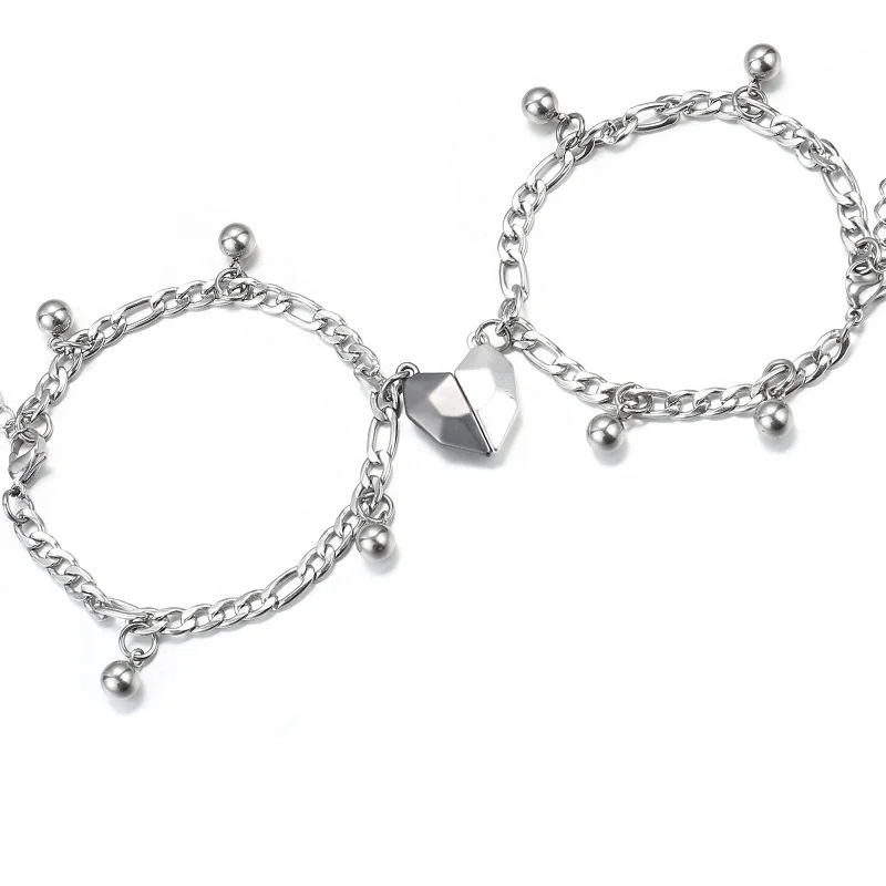 

Fashion Jewelry Couple Bracelets Souvenir Stainless Steel Cuban Chain Bracelet Magnetic Bracelet For Couple