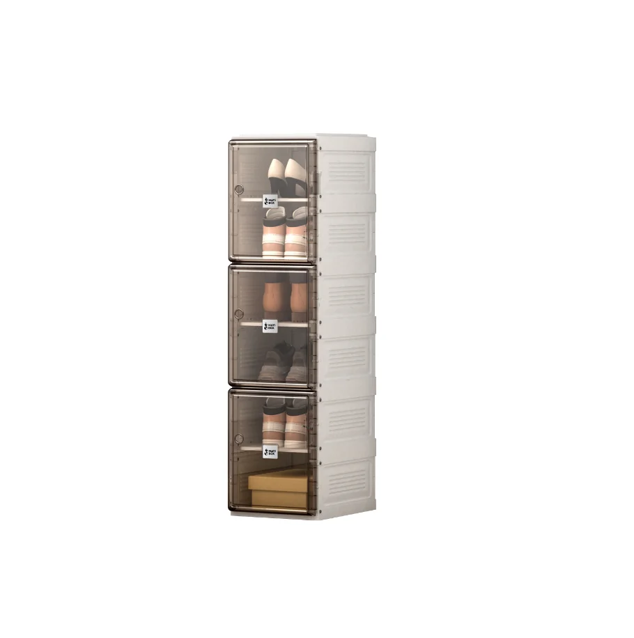 

Shoe Boxes with Custom Logo Drop Front Clear Magnetic shoe box packaging Acrylic stackable customized Shoes Storage Organize, White + brown
