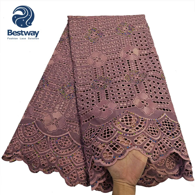 

2021 Cotton Lace Fabric 100% Cotton Embroidery Swiss Lace Dry Lace Fabric, Multi-color