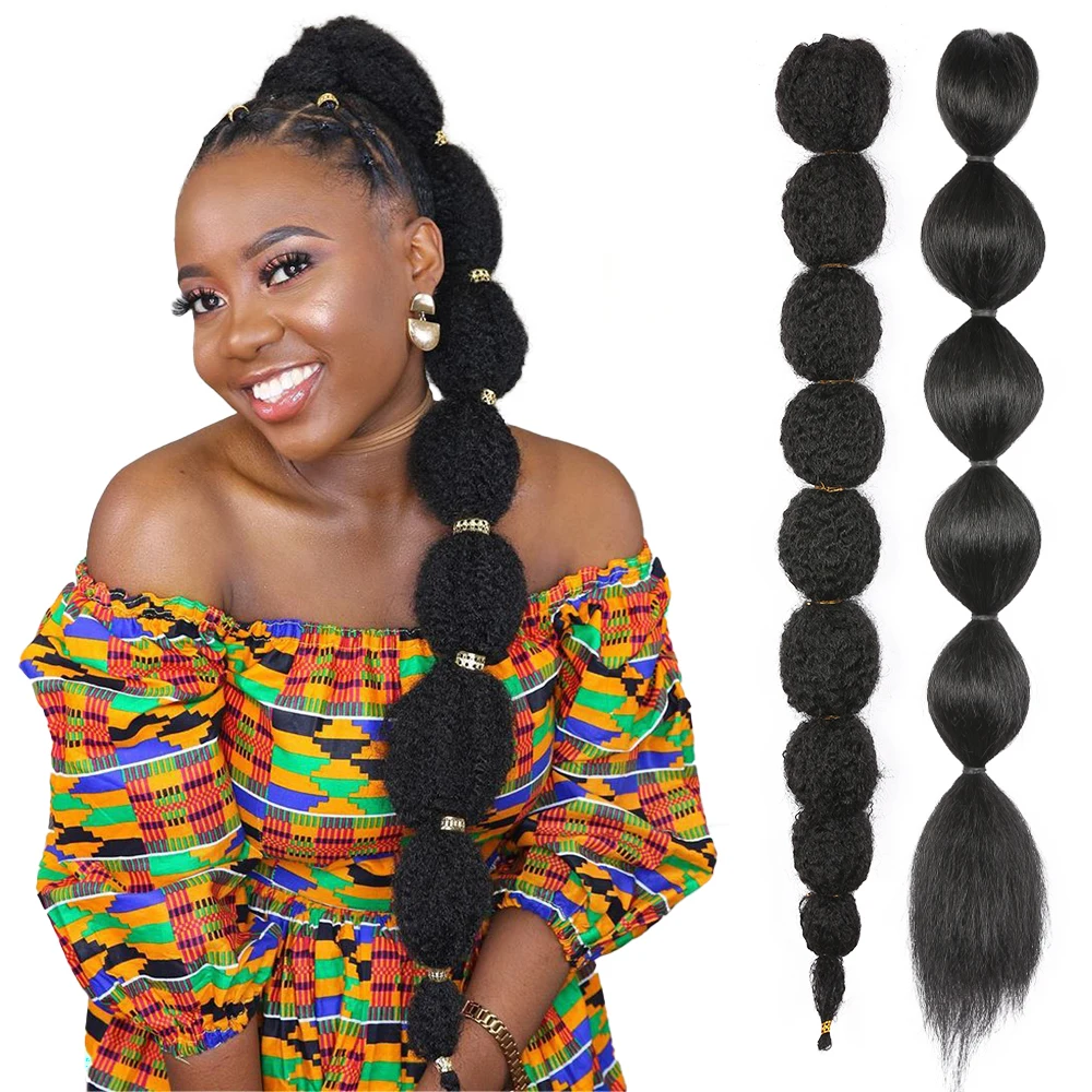 

Long Afro Synthetic Heat Resistant Fiber Kinky Curly Yaki Straight Drawstring Ponytail Hair Extensions Bubble Lantern Ponytails