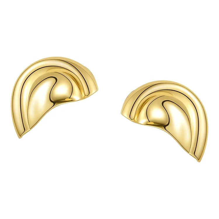 

Latest High Quality 18K Gold Plated Environmental Brass Half round EarCap Earrings E201200