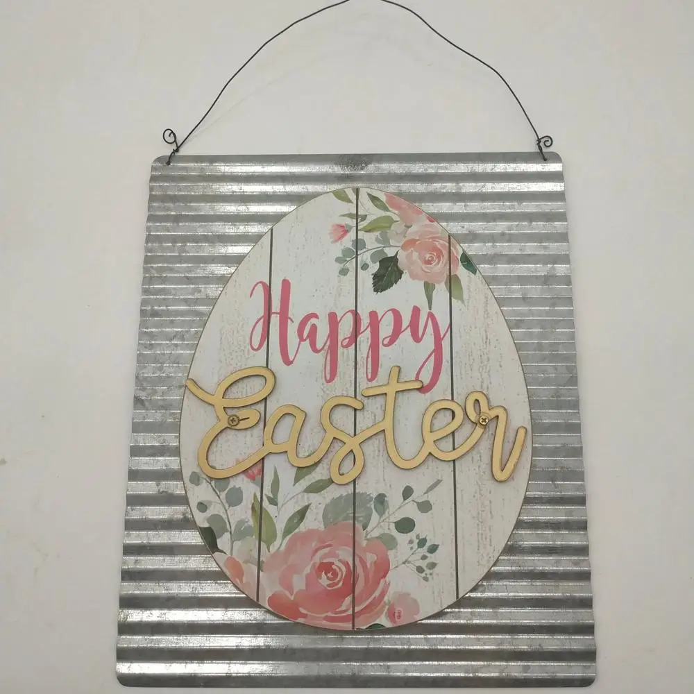 
Metal rabbit funny bunny wall hanging plaque sign for easter home decoration 