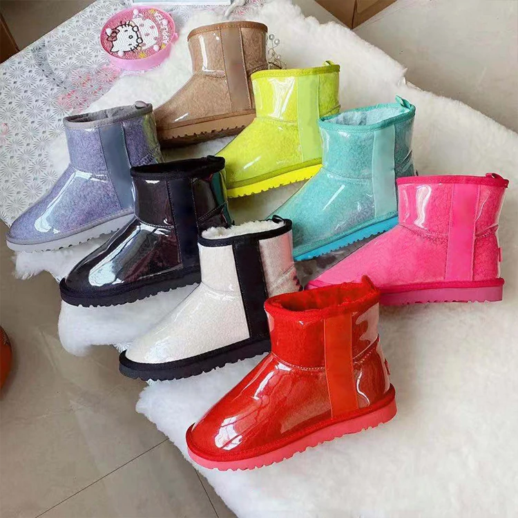 

Hot Winter Solid Rubber Waterproof Fur Warmthy Ladies Shoes Thick Ankle Boots Women's PU Snow Boots, Customized color