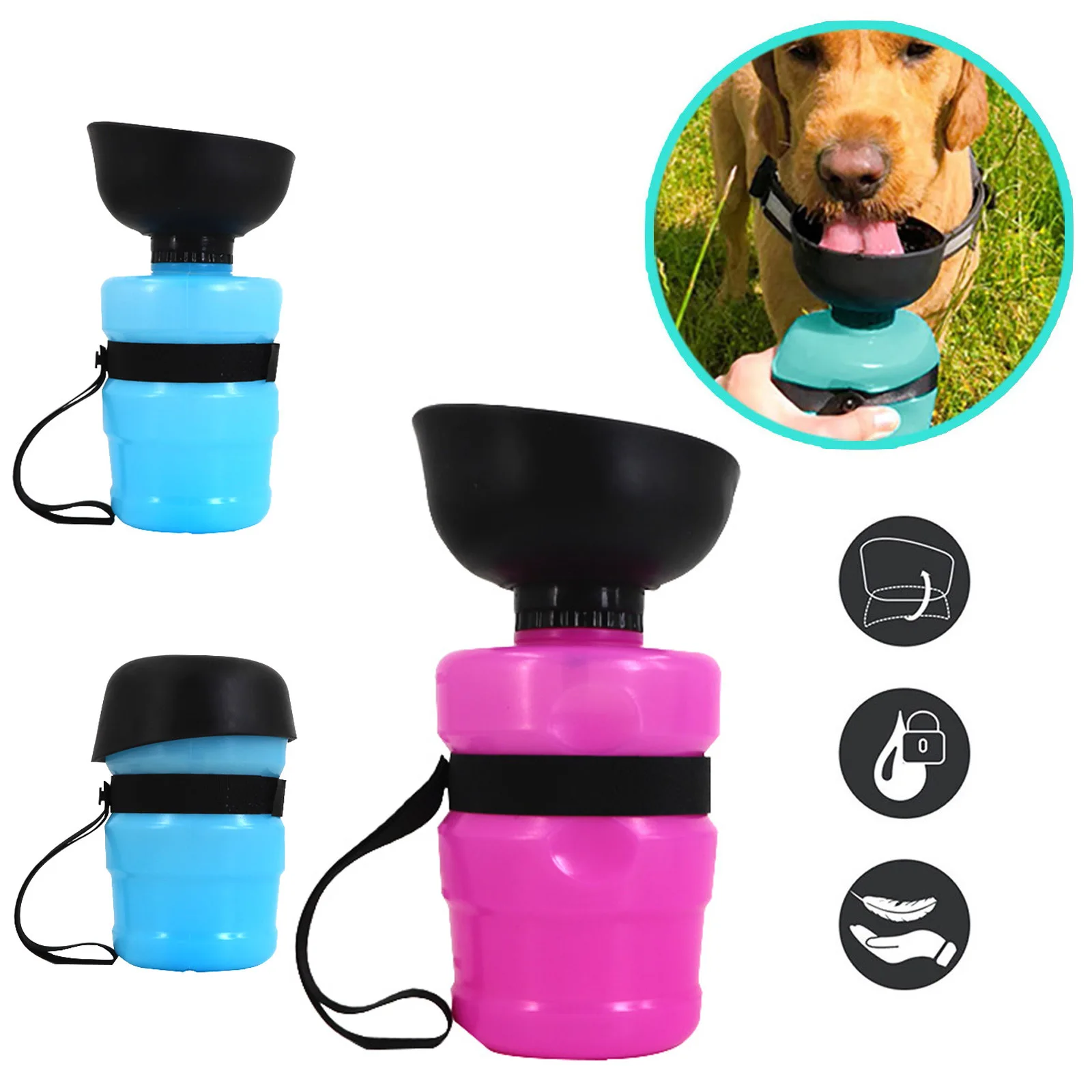 

RTS Upgraded Portable Drinking Cup Dispenser for Pets Leakproof Pet Water Bottle Foldable Outdoor Travel 18OZ BPA Free Bottle