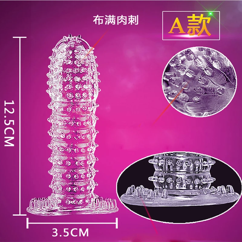 Transparent crystal spike set  Wolf Tooth Wolf Tooth crystal condom set increase shaped thorn set adult products