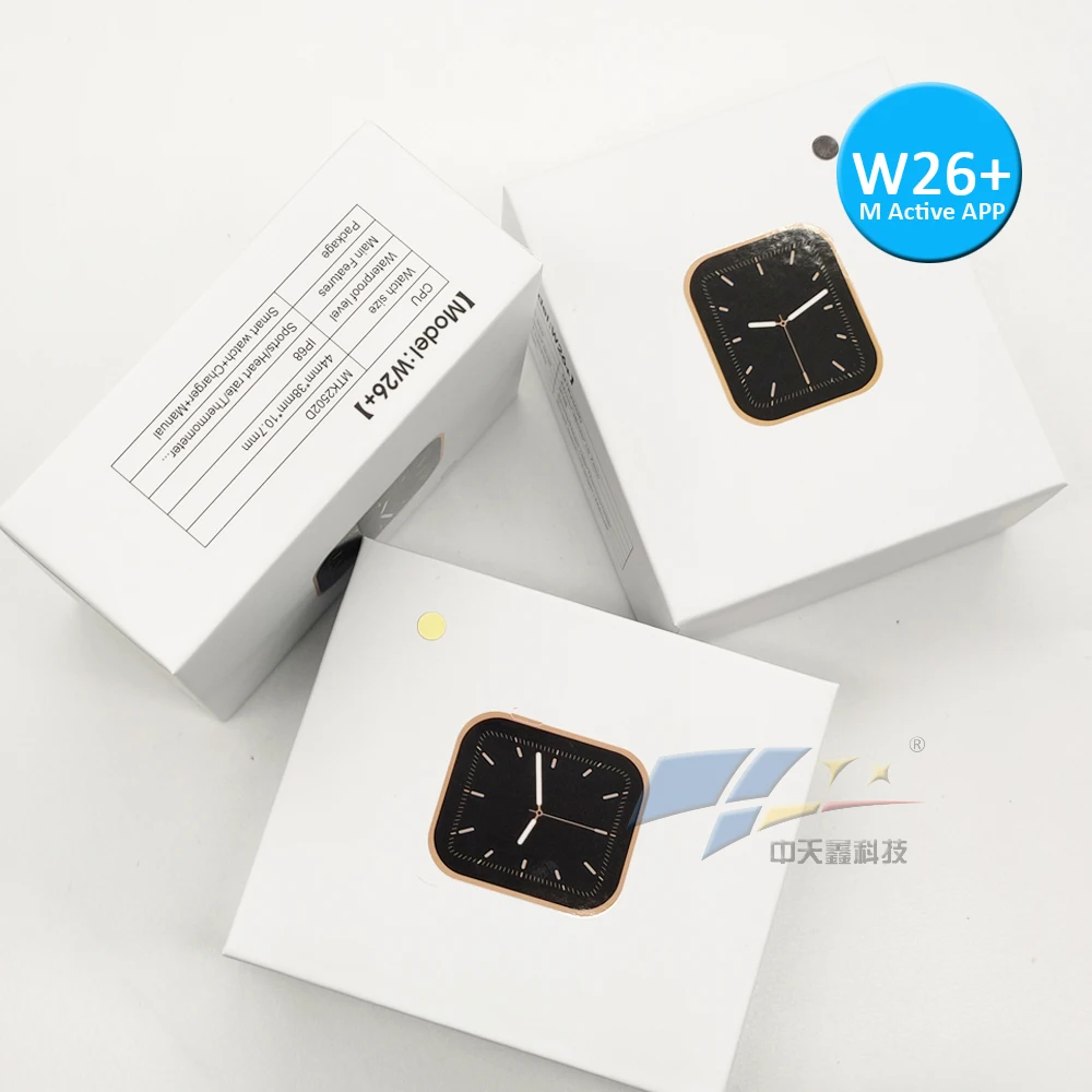 

Series 6 Smart Watch W26 plus W26+ IP68 Waterproof PK T500 T55 T55+ x16 Smartwatch Fitness Tracker With swivel button, White/black/rose gold