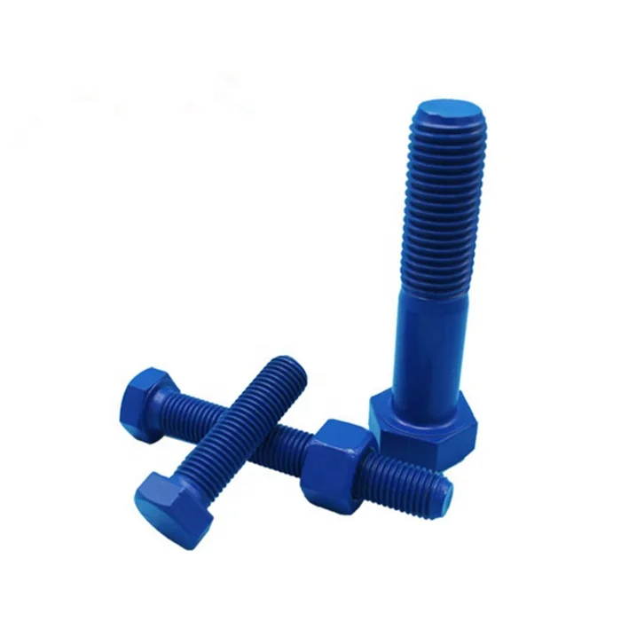 
Manufacturer price DIN standard Wholesale carbon steel blue PTFE Hex head bolt 