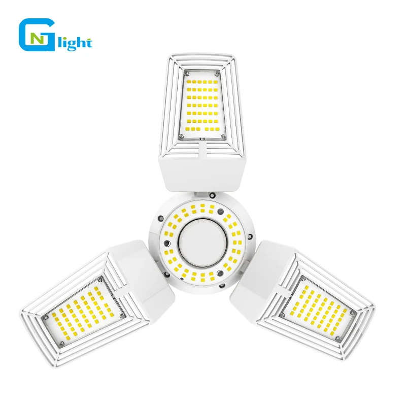 

US Stock Metal halide bulb replacement 3 leaf deformable 60w led Garage bulb light AC100-277V E39 Mogul base