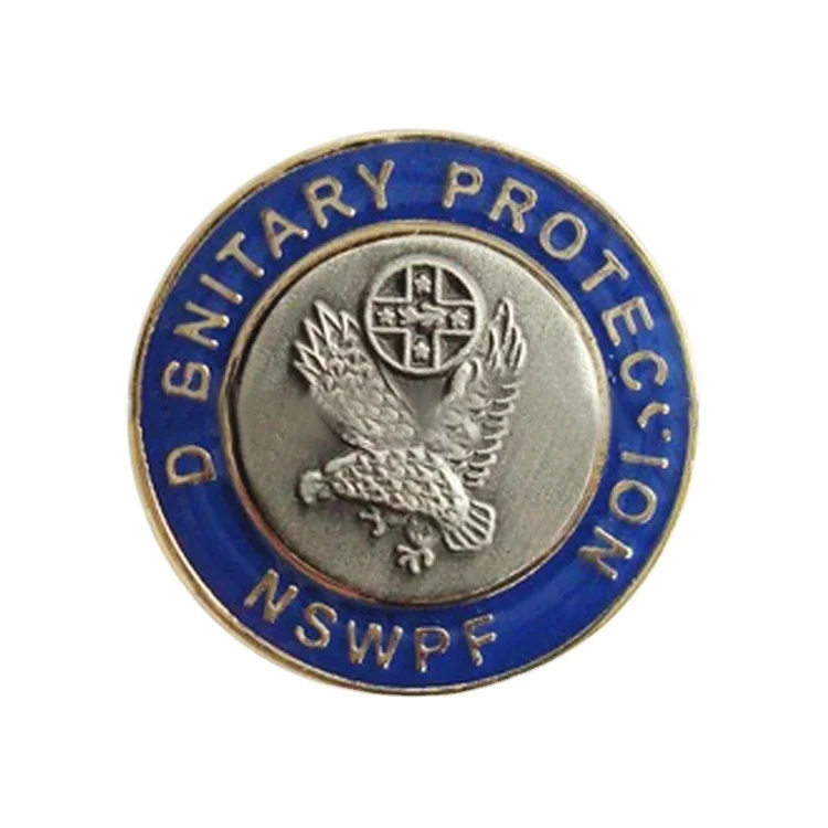 

Wholesale cheap unique Round 3D Eagles Logo Blue color Round Shaped Badge