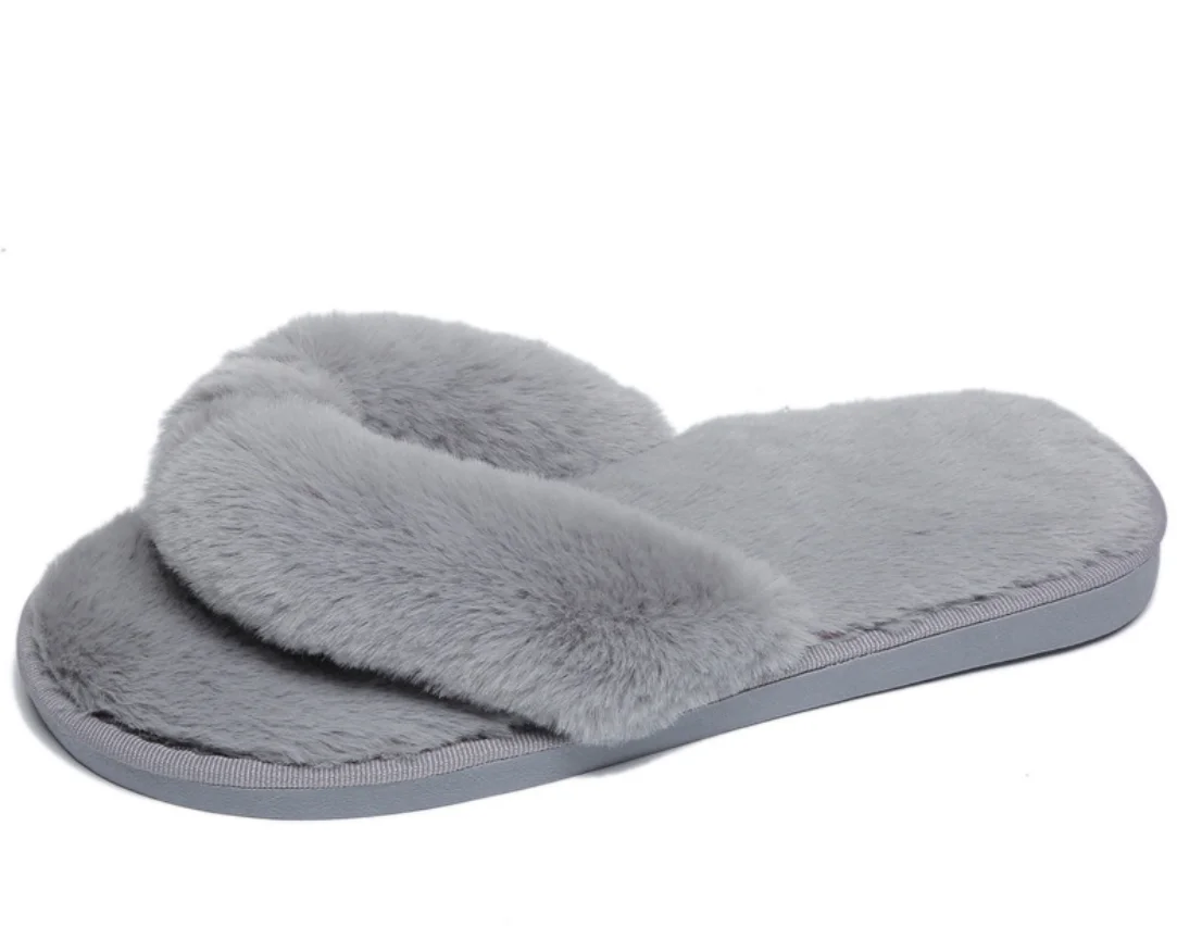 

Customer Logo Fashion Fluffy Faux Fur Woman Slippers Warm Soft Furry Faux Fur Flip Flops For Lady, Yellow, pink, grey, light brown