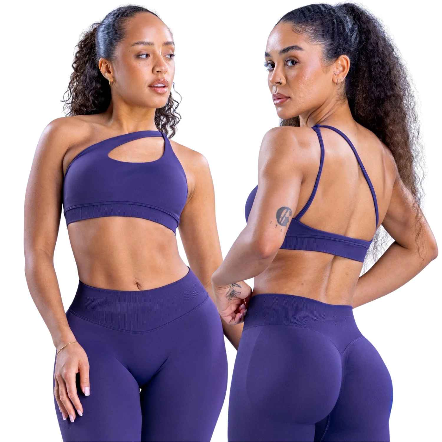 Impact Asymmetric Sports Bra Women's One Shoulder Yoga Bra Seamless Cutout Gym Bra