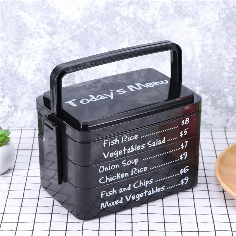 

1-3 Layers Today's Menu Microwave Bento Box Lunch Food Container Storage Box For School Office Portable Lunch Box, Black/green