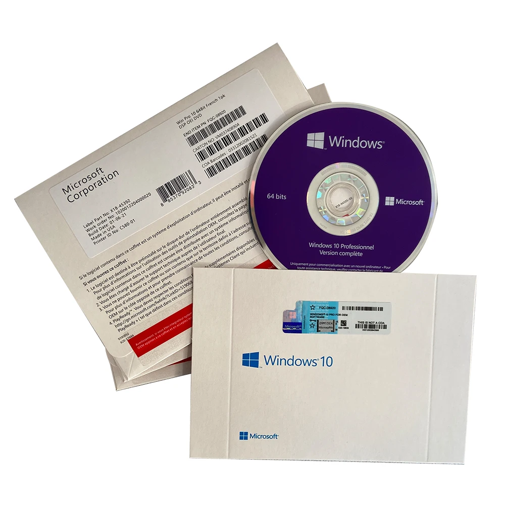 

DHL/Fedex Free Shipping win 10 Professional OEM Key License Full Package French Language Win 10 Pro DVD