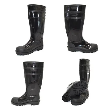 

China Hot Sale Steel Toe Steel Sole Safety Pvc Rain Boots For Worker, Black