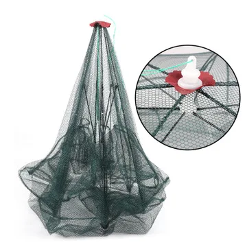 

6 Hole Fishing Net Folded Portable Hexagon Fish Network Casting Nets Crayfish Shrimp Catcher Tank Trap China Cages Mesh Cheap, Green