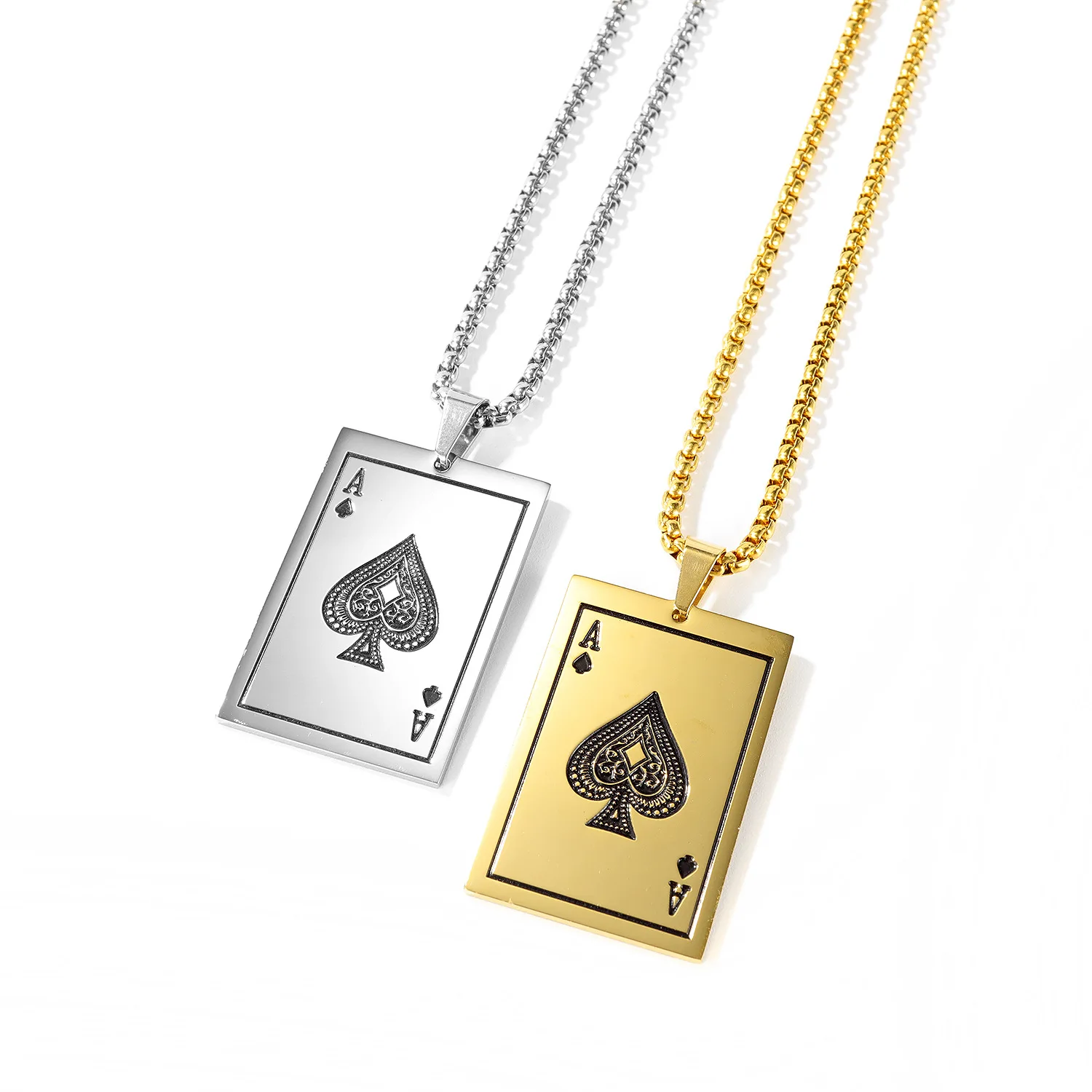 

New Stainless Steel Spades A Queen Hearts Poker Men's Pendant Necklace Jewelry Wholesale