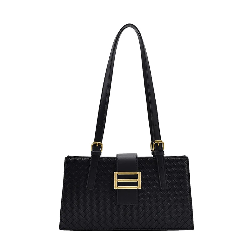 

Women Shoulder Bags Solid hard Handbags Woven Knitted Handbag Locks with Lock