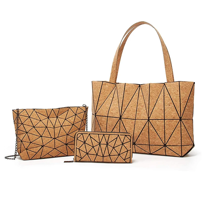 

2021 eco cork bag for women geometry handbag ladies purses and handbags sets women bags, Black, silver, white, red, rose, blue