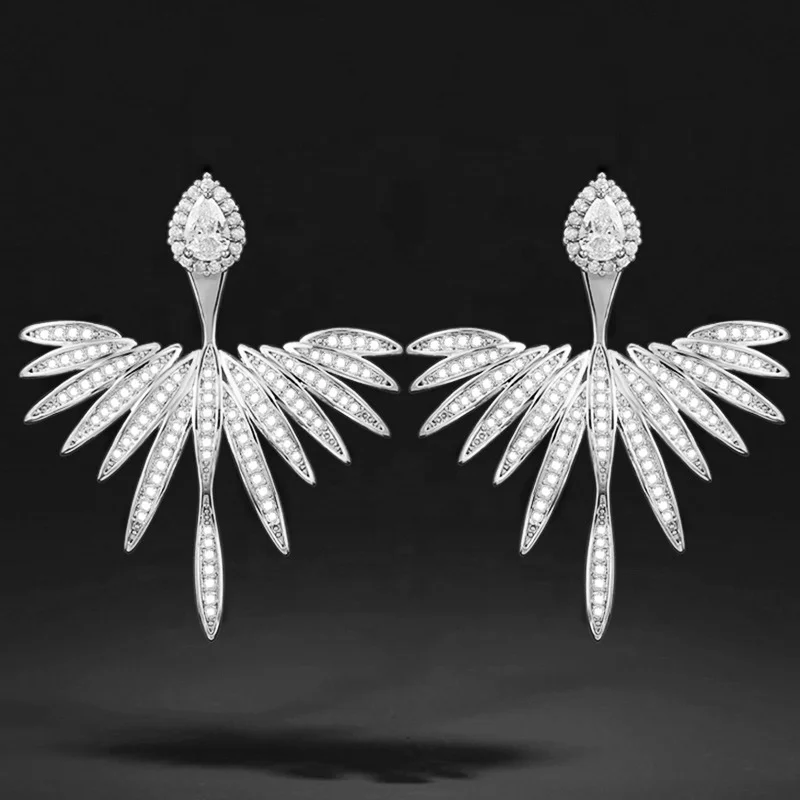 

Spread Wing Hyperbole Women Party Earring Special Detachable Earrings Micro Pave CZ Evening Party Accessories New Earring