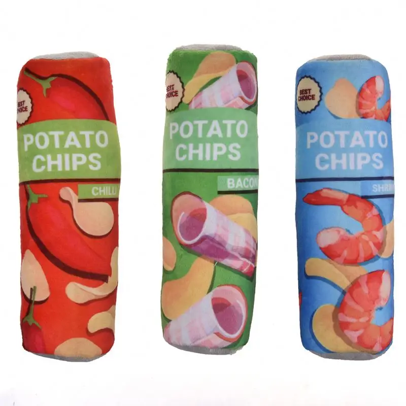 

BJQ172 custom stuffed crisps Pringles dog toys squeaky white paw dog plush toy, Multi-colored