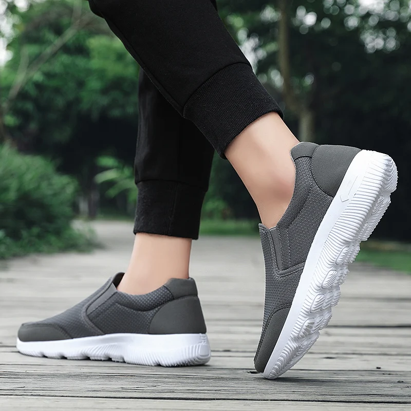 

J-11 Slip-On Lightweight Gym Sneakers Hiking Casual Men Walking Style Shoes, Black