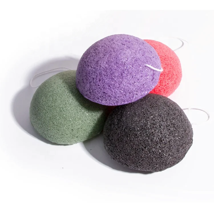 

Hot Selling Japanese natural konjac facial sponge/ Facial Cleansing Konjac Sponge Makeup Konjac Sponge, Green, red, blue, black, customized