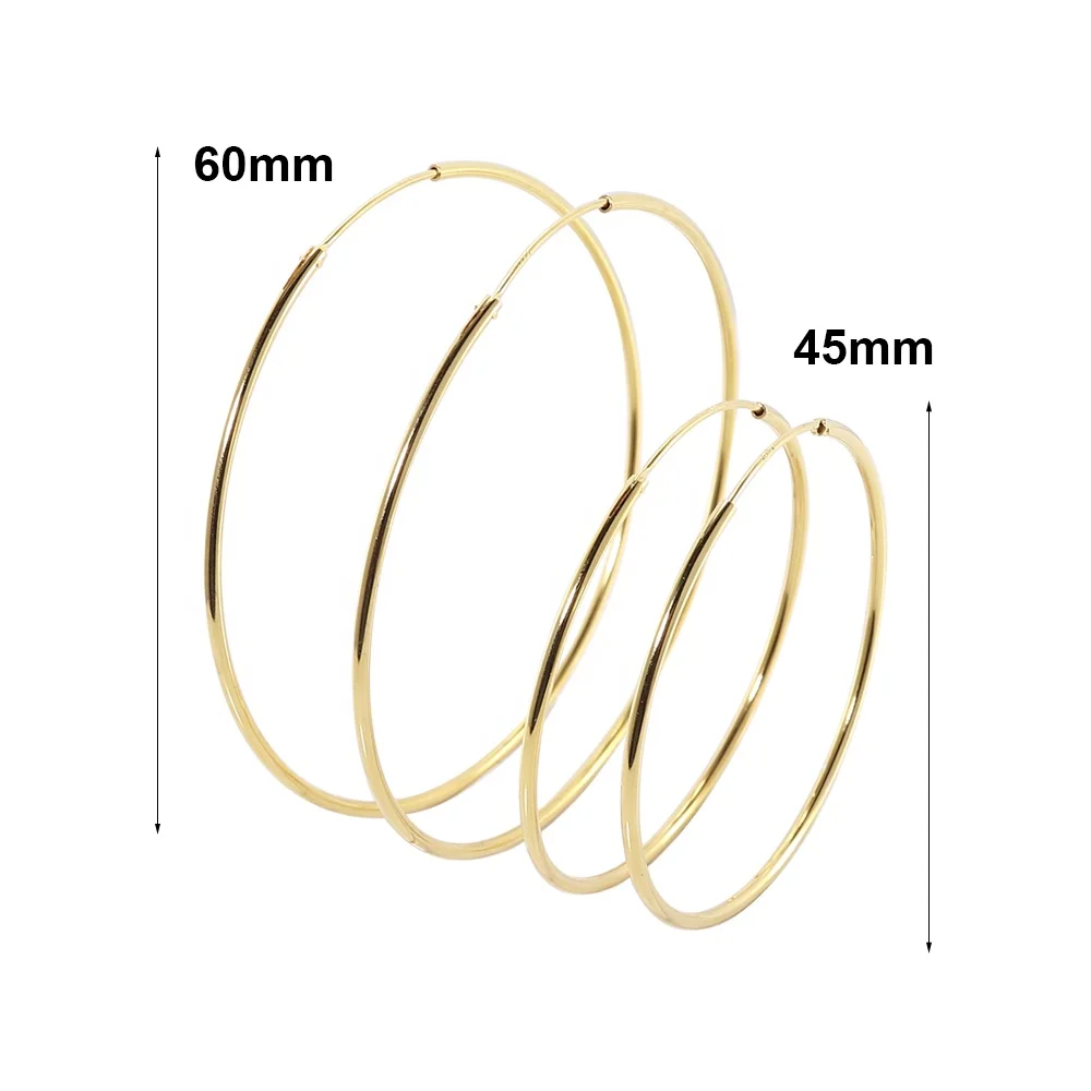 

Light Weight Dainty Style 18K Gold Plated 925 Sterling Silver Women Ladies Hollow Thin Large Hoops Earrings