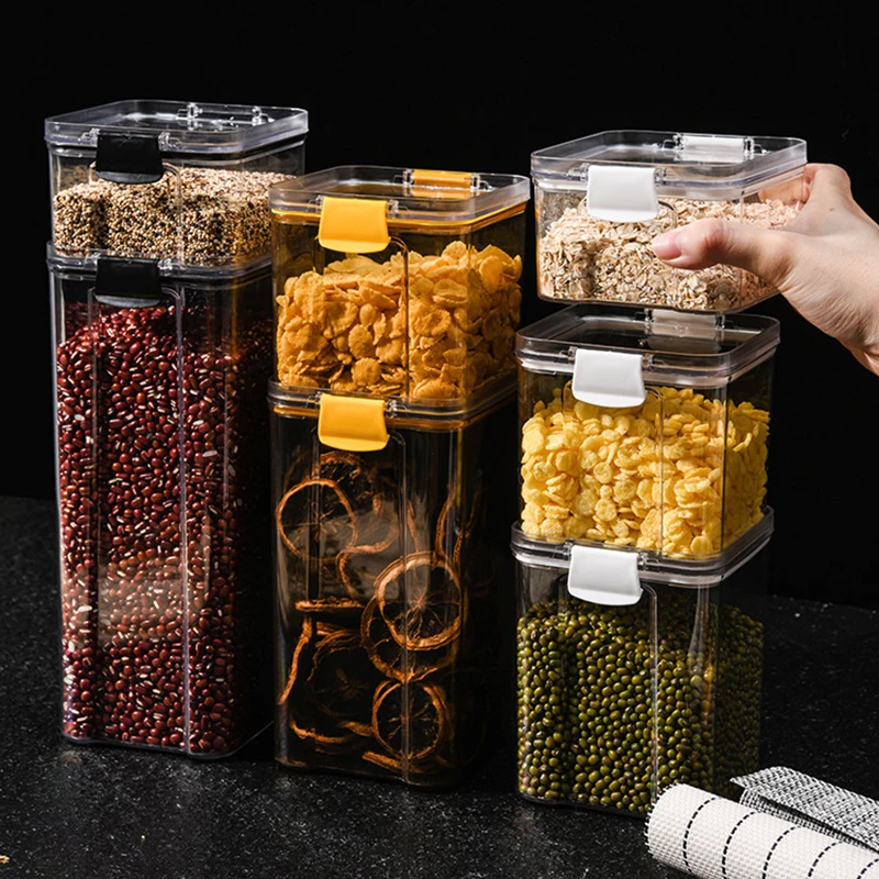 

Transparent Grain Storage Box Snacks Dried Fruit Sealed Jar Plastic Household Kitchen Storage Jar