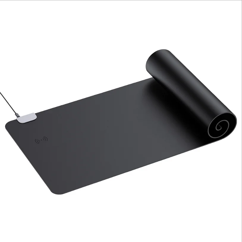 

90*420*4mm Mobile Phone Qi Wireless Charger 10W Fast Charging Mouse Pad Desk Mat Large PU Leather
