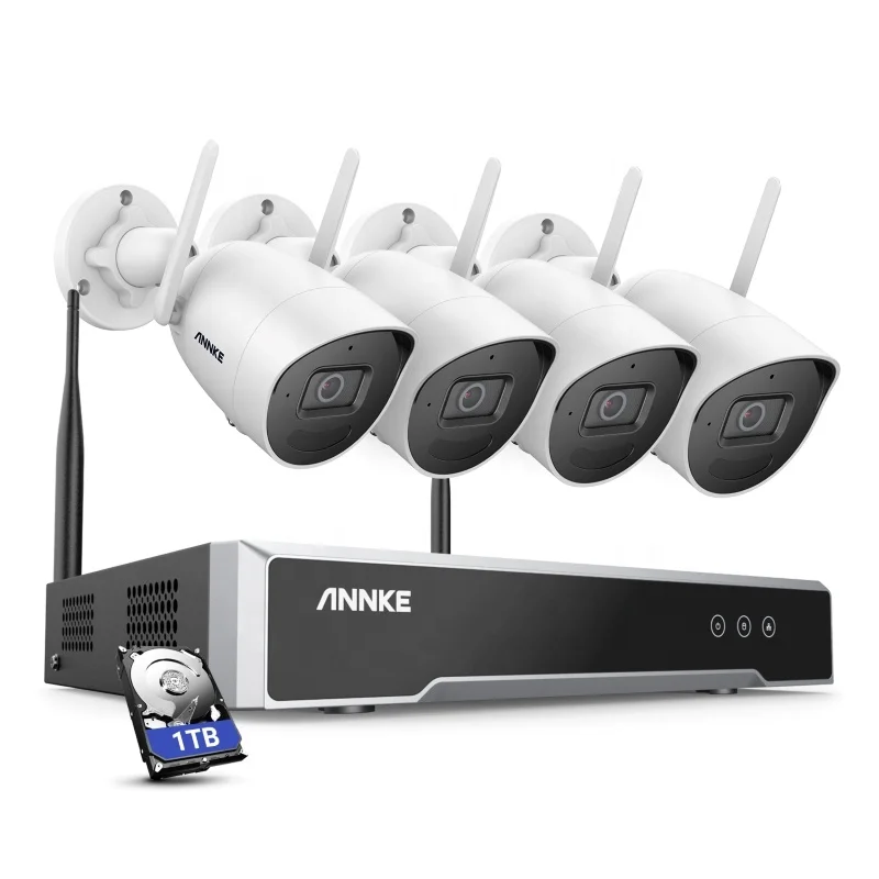 

8CH Wireless WiFi H.265+ NVR Security Camera System 5MP Outdoor Camera Built-in Mic Works with Alexa With 1TB HDD