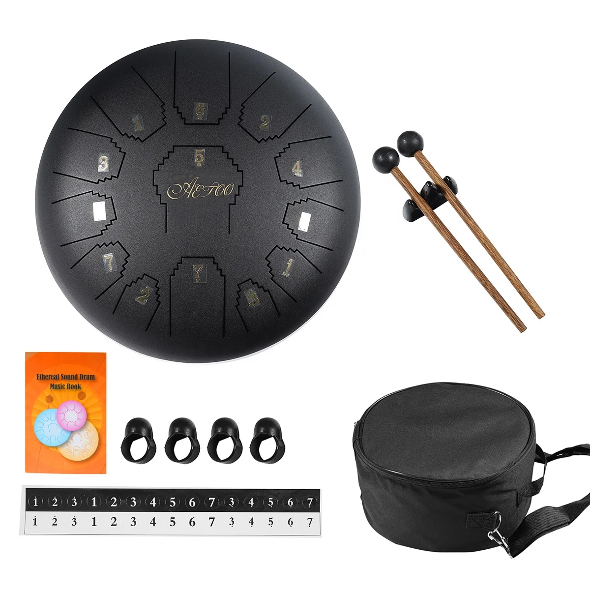 

AETOO Steel tongue drum 12 inch 13 note hand pan C major Percussion instrument Carry bag