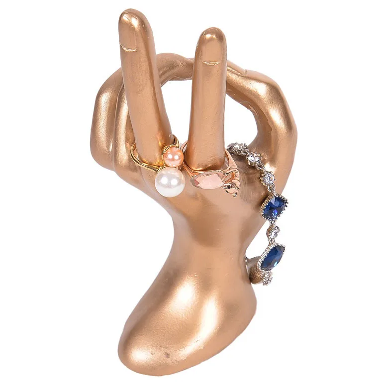 Black Polyresin Hand Form Jewelry Display Bracelet Ring Necklace Stand