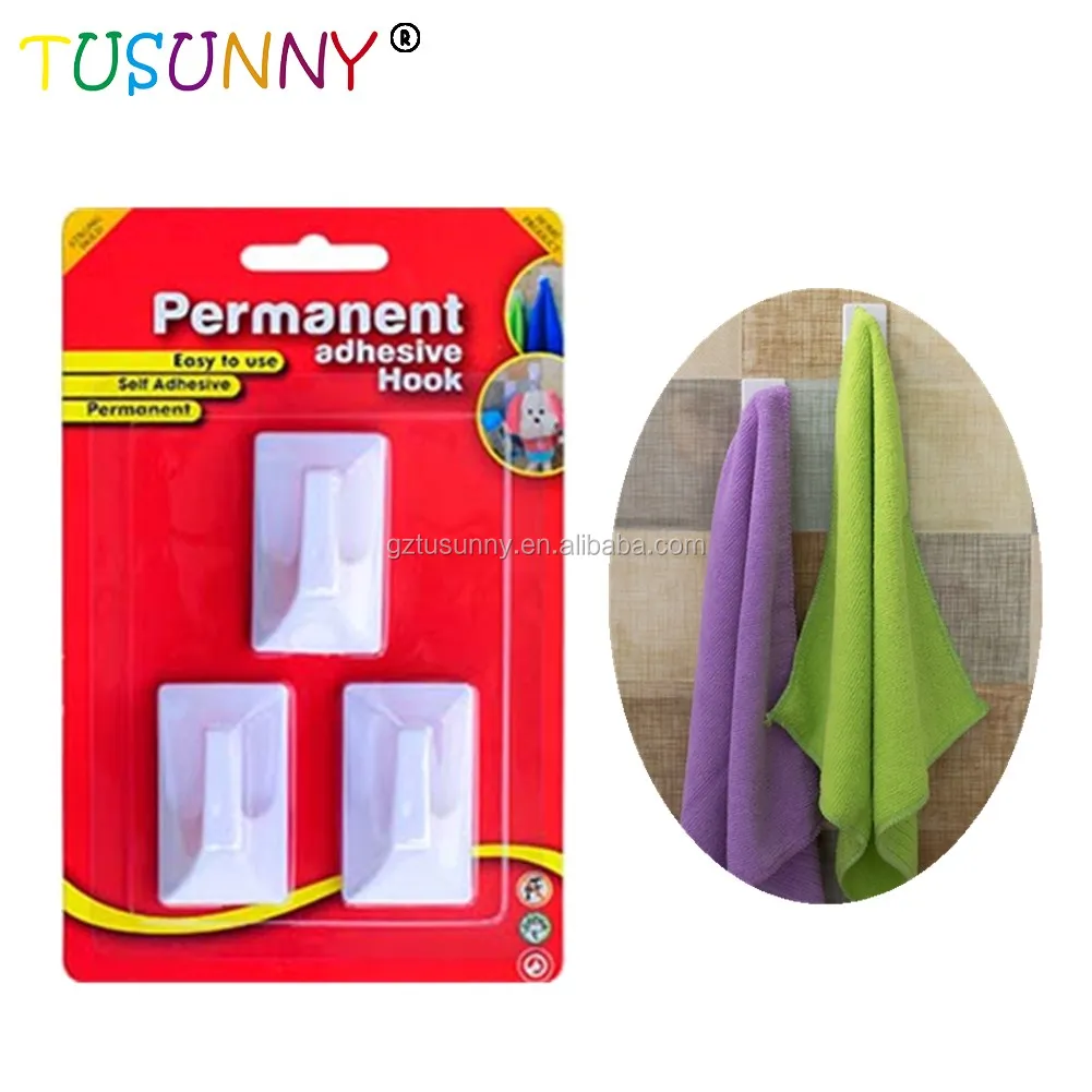 Adhesive Plastic Hook Removable Stick On Wall Door Hooks Hanger Plastic