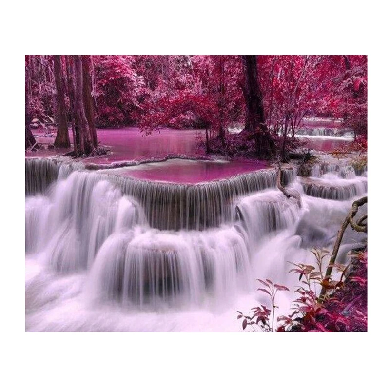 

Landscape DIY Mosaic Diamond Art Picture 5d Forest Waterfall Diamond Painting Full Drill Home Decor