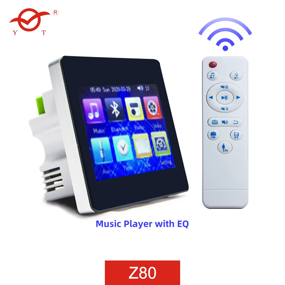 

YATAO smart home 3.5 inch touch background music system 2*20 watt in wall amplifier with USB SD card Fm Remote control