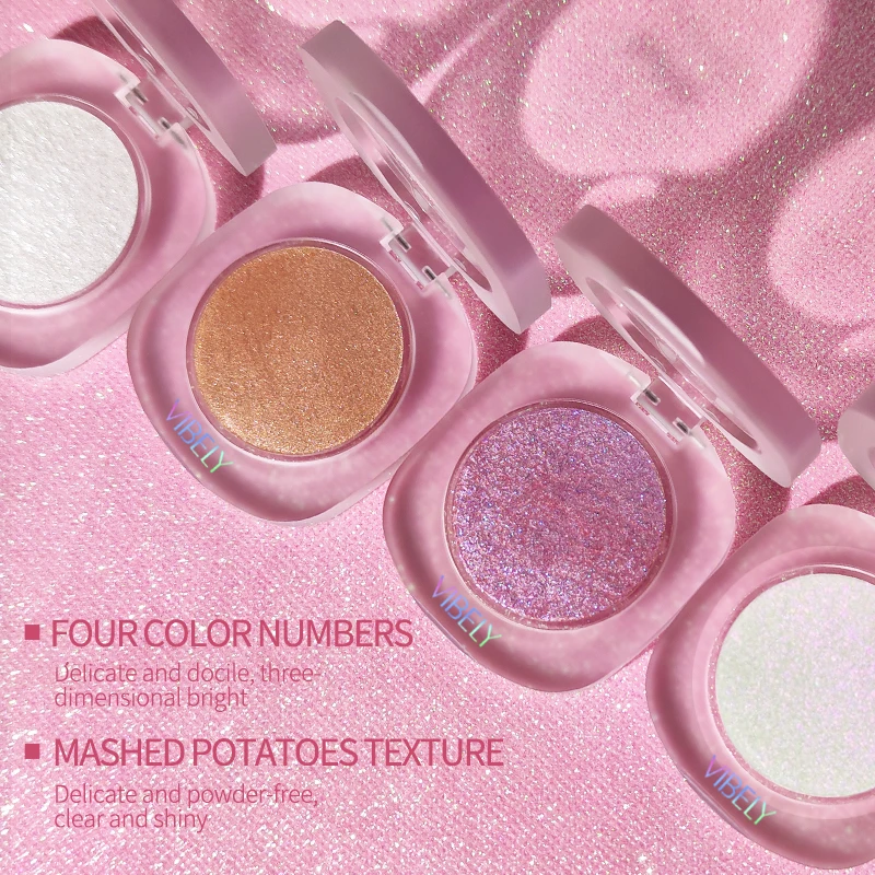 

High Value Waterproof Long Lasting Glitter Gel Highlighters Facial Makeup Diamond Highlight Powder, 4 colors