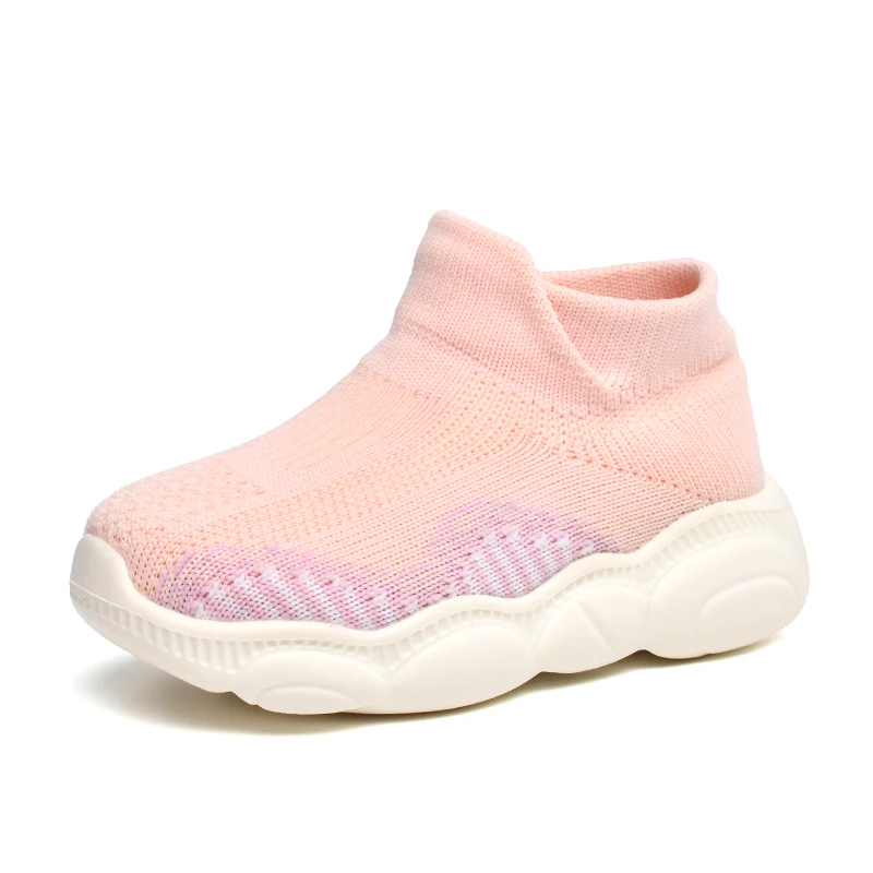

New style fly knitted prewalker casual sports anti-slip baby shoes, As photos
