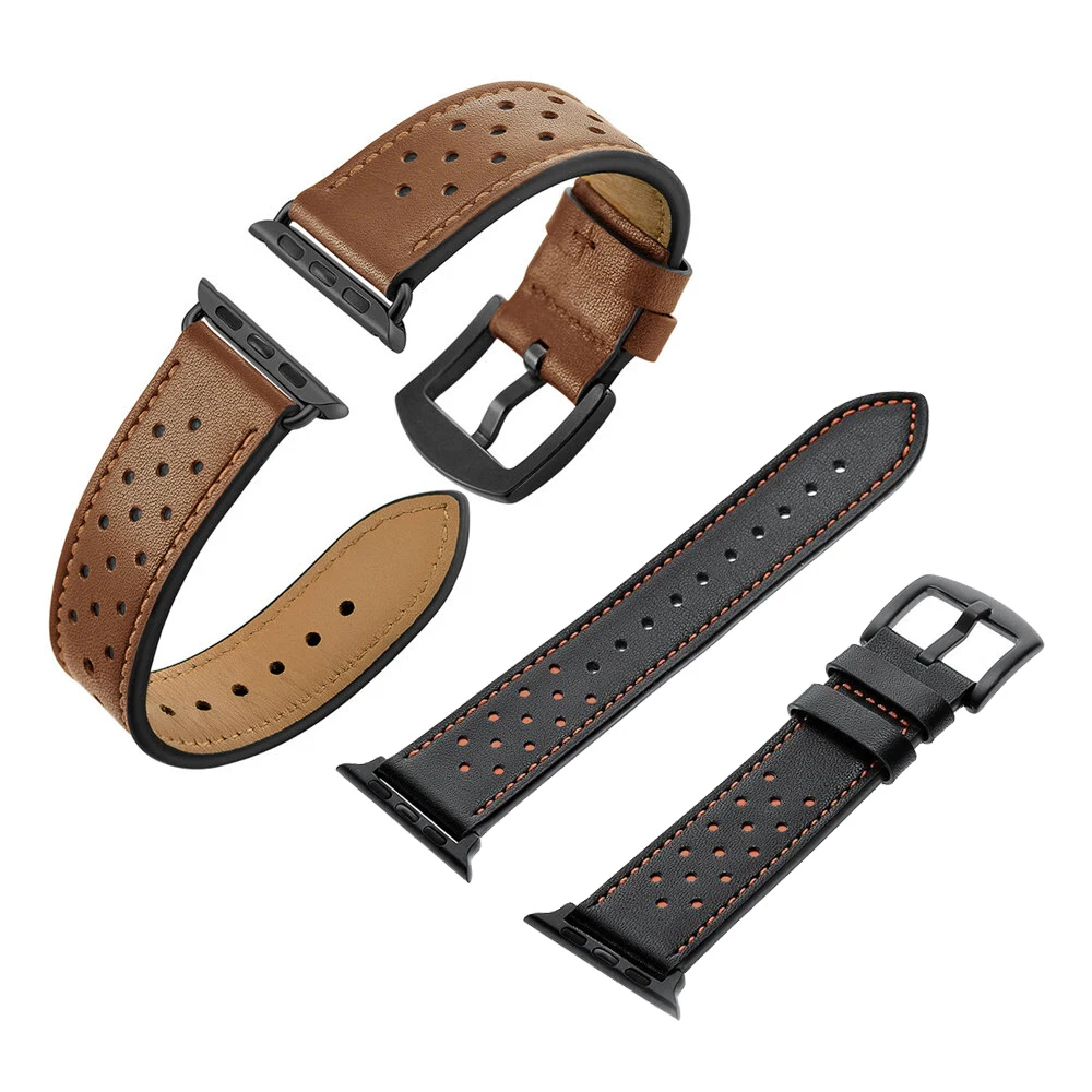 

Genuine Leather luxury strap for Apple Watch 7 band 45mm 41mm 44 mm 40 mm for iWatch serie 2 3 4 5 SE 6 42mm 38mm