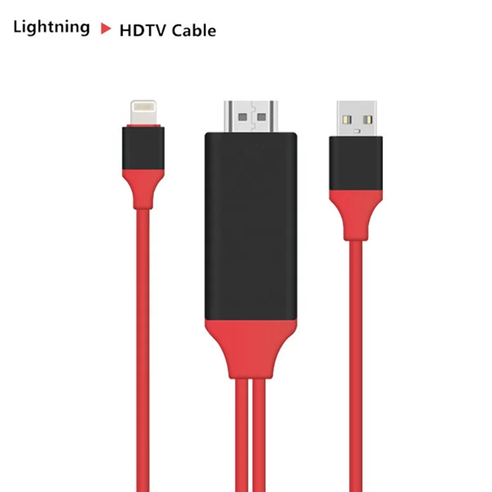 

2m Upgraded version PLUG AND PLAY, for lightning to hdmi cable, Digital AV Adapter for iPhone 11X iPad Pro iOS13 above, Red and black
