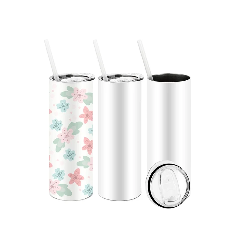 

USA warehouse 20 oz vacuum insulated skinny blanks stainless steel sublimation straight tumbler with straw